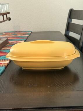 Vintage 1970s Tupperware Meals in Minutes Steamer 1273 Harvest Gold 3 Pc